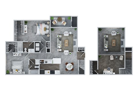 Floor plan for 2 beds, 2 baths, 1498 sqft
